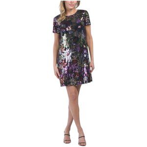 LONDON TIMES Sequin T-shirt Mini Dress